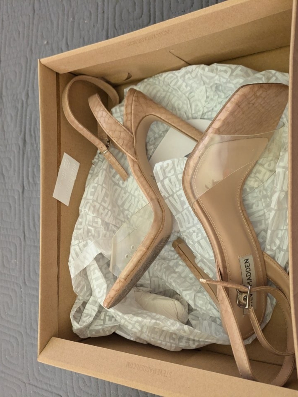 Steve Madden Nude Clear Strap Heeled Sandals